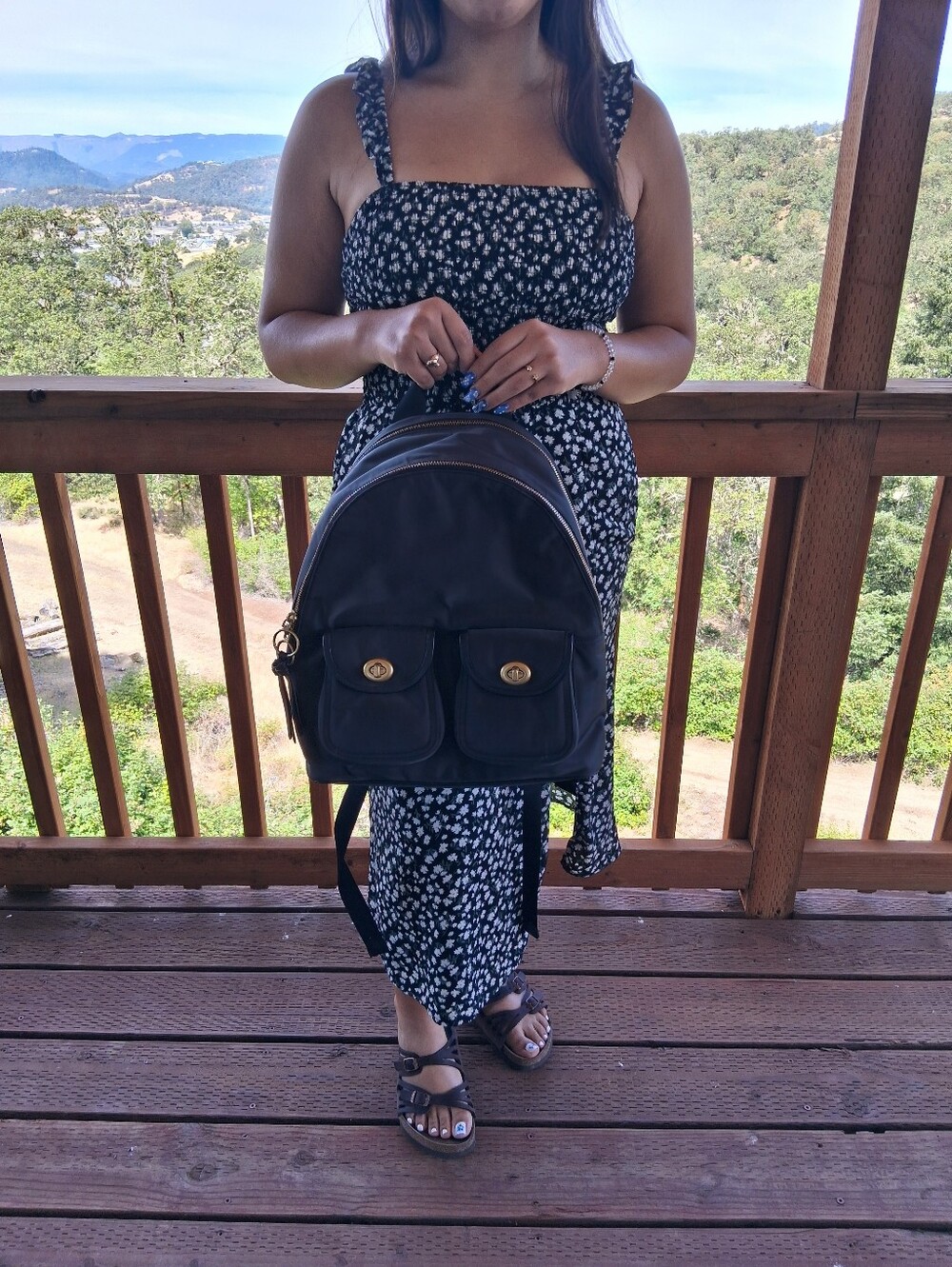Coach Black Nylon Backpack with Gold-Tone Hardware - Picture 5 of 12